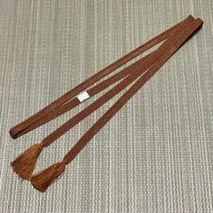 帯締め　絹　正絹　平組　長さ約148cm 赤茶色　FM-223