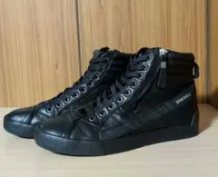 美品　DIESEL　ディーゼル　ハイカット サイドジップ レザー　黒　25.5