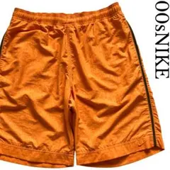 00s OLD NIKE XLサイズ ナイロンショートパンツ オレンジ極太Y2K
