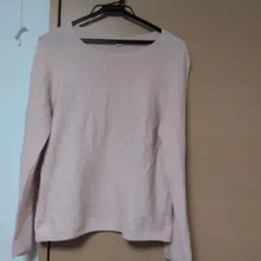 UNIQLO 3Dコットンクルーネックセーター ピンク Lサイズ