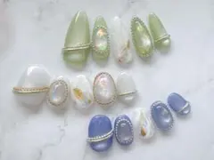 ネイルチップ　オーダー用　誕生石風　ニュアンス　リング　チェーン　マグネット