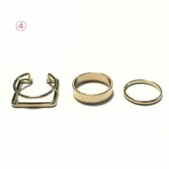 ラウンドスクエアダブルリング　 セットリング 　シンプルリング　リング　ゴールド