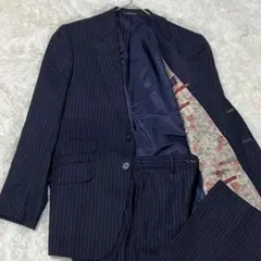 希少＊美品✨ エトロ ビジネススーツ 裏地赤 総裏 48 L ネイビー 