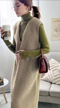 クラシカルエルフくるくる起毛ジャンスカ ワンピース ベージュ