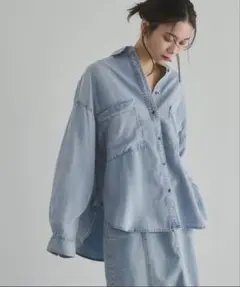 【接触冷感】テンセルデニム 製品染め オーバーサイズ シャツのサムネイル