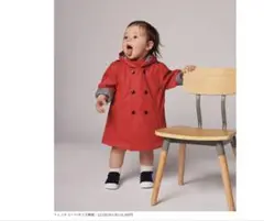 【PETIT BATEAU】赤　トレンチコート　レインコート / 95cm