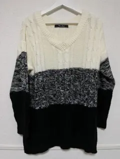 トップス ウールニット セーター ロング 3色 Vネック 秋冬 フリーサイズ