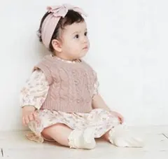 petit main 花柄ワンピース 70