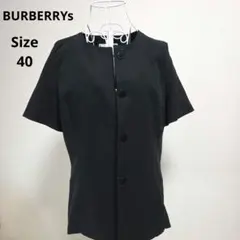 【オシャレ☆BURBERRYs】黒　ノーカラージャケット　サイズ40