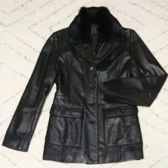 COMME CA ラビットファー付きレザージャケット