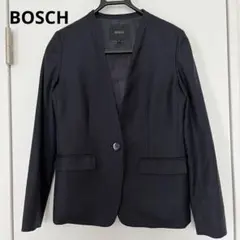 BOSCHボッシュシルク混ノーカラージャケット 濃紺ネイビーMサイズ