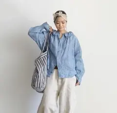 ICHI Antiquites‪‪♥︎⁡限定 インディゴリネンフリルブラウス - メルカリ‬‬