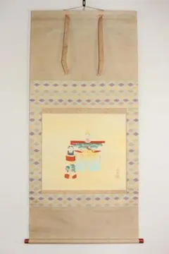 国井幸雪 直筆『立雛』 絹本 共箱 雛祭り ひな祭り 日本画 掛け軸 掛軸 茶掛 国井幸雪 直筆『立雛』 絹本 共箱 雛祭り ひな祭り 日本画 掛け軸 掛軸