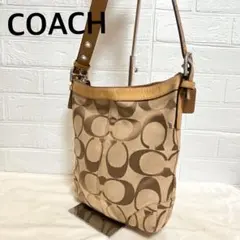 レア✿COACH　コーチ　ブラウン シグネチャー柄ショルダーバッグ/ハンドバッグ