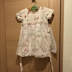 花柄チュールオーバースカート付きワンピース