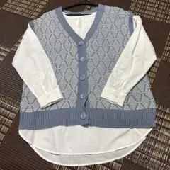 最終処分！ 青と白のベストと白シャツセット M