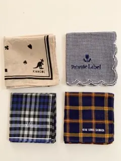中古　チェック柄などのハンカチ4枚セット