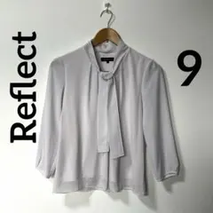 Reflect 七分袖　ボウタイシフォンブラウス　9 ライトグレー