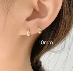 ぷっくりフープピアス　シルバー925 ゴールド　10mm
