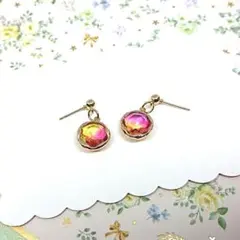 No.133☆グラデーション（ピンクイエロー） ピアス イヤリング チャーム