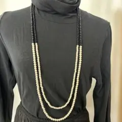 ブラックandホワイトパール（フェイク） ロングネックレス