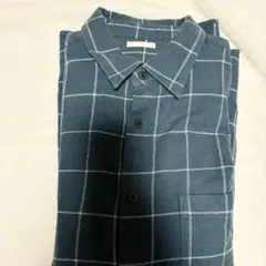 GU ダークグレー チェック柄 長袖シャツ Lサイズ