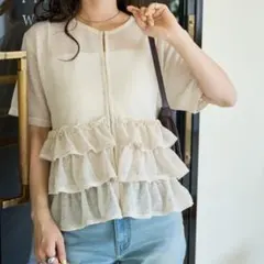 新品FREAK'S STORE シアー ラメ フリル ティアード カーデのサムネイル