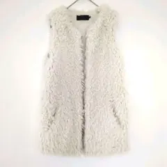 ONLY ファーベスト XS ホワイト プードルファー ロング丈 小さめサイズ