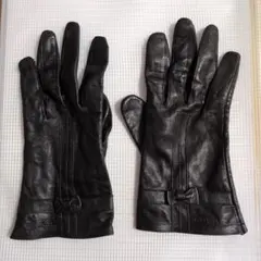 PHILIPPE MODEL PARIS レザーグローブ 手袋ブラック リボン付