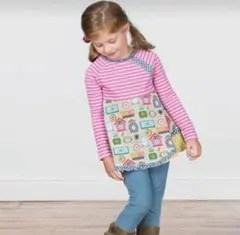 マチルダジェーン サイズ6長袖カットソー ピンクストライプ 時計柄