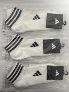 adidas ストライプ ホワイトソックス S(22-24cm) 3足セット