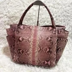 パイソンレザー ピンク系 大容量 トートバッグ