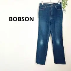ボブソン　美品✨ストレートデニム　綿混　L L ウォッシュ加工　ブルー系