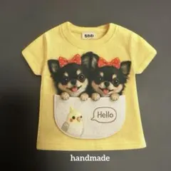 限定品❣️激レアパネル　Tシャツ型ブラックチワワ　フラットポーチハンドメイド