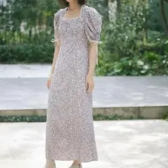 snidel バリエプリントコルセットワンピース