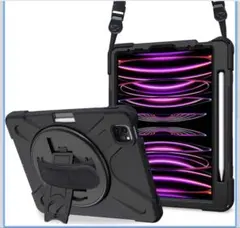 iPad Pro 12.9インチ　ショルダーケース　回転スタンド　肩がけ　手首巻