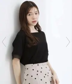 grove 袖口シアースクエアネックTシャツ　ブラック　Lのサムネイル