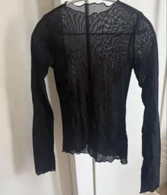 シースルーブラック長袖トップス