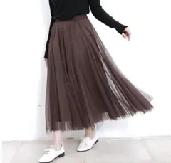 ボリュームチュールスカート　ココアブラウン