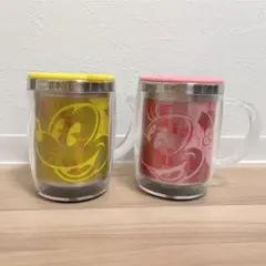 【美品】ミッキー&ミニー　ステンレスマグカップ　蓋付き　ディズニーリゾート