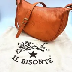 IL BISONTE ショルダーバッグ　本革　イタリア製三日月型　オレンジ