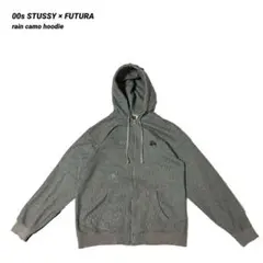希少 00s STUSSY フューチュラ ロゴ レインカモ ジップアップパーカー