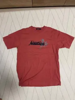 NAUTICA 刺繍ロゴTシャツ フェードレッド Mサイズ