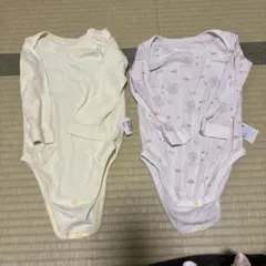 UNIQLO 90cm ボディスーツ　長袖 クリーム色 薄紫色　まとめ売り