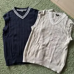 UNIQLO リブ編み Vネック ニットベスト 2色セット