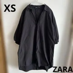 ZARA オーバーサイズシャツ　スキッパー　チュニック ブラック パフスリーブのサムネイル