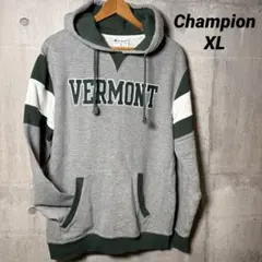 Champion バーモント大学 刺繍パーカー グレー XL