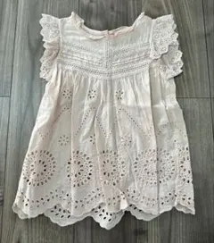 petit main プティマイン レース ノースリーブ チュニック ピンク美品