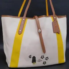 美品 コーチ トートバッグ マルチカラー系 キャンバス×レザー おしゃれ