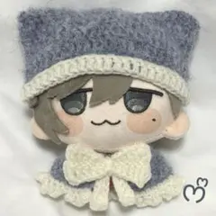 にじまるっと ぬい服 青色×白色 猫耳 ニット帽 ケープ セット